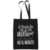 Sac Tote Bag Oriental Je travaille dur Noir - Planetee