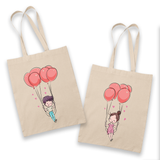 Sac Tote Bag Couple l'Amour flotte dans les airs - Planetee