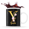 Mug noir Yvette Lettre Fleur - Planetee