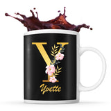 Mug noir Yvette Lettre Fleur - Planetee
