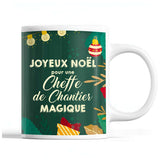 Tasse Noël Cheffe de Chantier femme Vert - Planetee