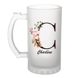 Chope de bière Charlène Lettre Fleur - Planetee