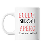 Mug Sudoku C'est ma Routine Blanc - Planetee