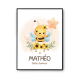 Affiche Mathéo bébé d'amour abeille - Planetee