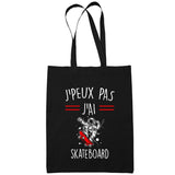 Sac Tote Bag Skateboard Je peux pas Noir - Planetee