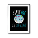 Affiche Cerf volant j'peux pas Noir - Planetee