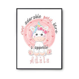 Affiche bébé prénom Adèle Licorne - Planetee