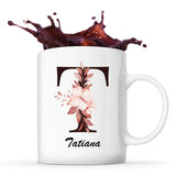 Mug Blanc Tasnîm Lettre Fleur - Planetee