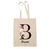 Tote Bag beige Brigitte Lettre Fleur - Planetee