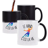 Mug magique Hand c'est la vie Handballeur et Handballeuse | Tasse changement de couleur - Planetee