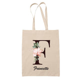 Tote Bag beige Francette Lettre Fleur - Planetee