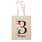 Tote Bag beige Bérengère Lettre Fleur - Planetee