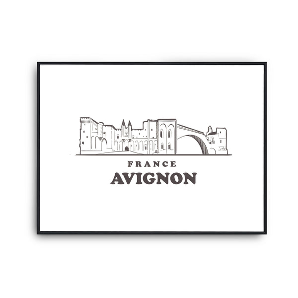 Affiche Avignon | Poster Tableau dessin ville de France pour décoration murale qualité papier Premium A4 - Planetee