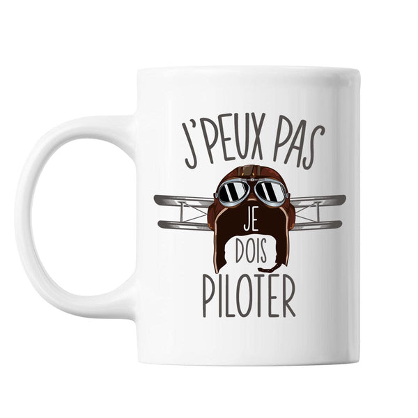 Mug Aviation pilote j'peux pas Blanc - Planetee