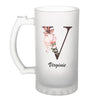 Chope de bière Virginie Lettre Fleur - Planetee