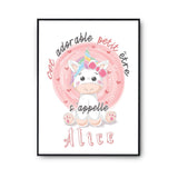 Affiche bébé prénom Alice Licorne - Planetee
