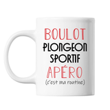 Mug Plongeon Sportif C'est ma Routine Blanc - Planetee