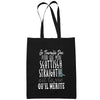 Sac Tote Bag Scottisch Straight Je travaille dur Noir - Planetee