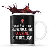 Mug noir Qui Dechire Cousine - Planetee