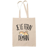 Sac Tote Bag chat scottish fold je le ferai demain beige - Planetee