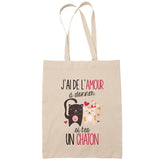 Sac Tote Bag chaton amour beige - Planetee