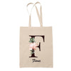 Tote Bag beige Fiona Lettre Fleur - Planetee