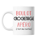Mug Crochetage C'est ma Routine Blanc - Planetee