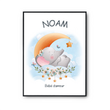 Affiche Noam bébé d'amour éléphant - Planetee