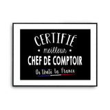 Affiche Chef de comptoir Homme Meilleur de France Métier - Planetee