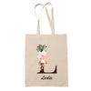 Tote Bag beige Leslie Lettre Fleur - Planetee
