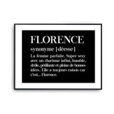 Affiche Florence Prénom définition Humour - Planetee