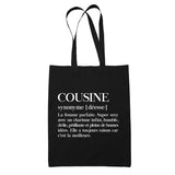 Tote Bag Noir Définition Cousine - Planetee