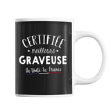 Mug Femme Graveuse Meilleure de France | Tasse Noire métier - Planetee