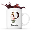 Mug Blanc Pascale Lettre Fleur - Planetee