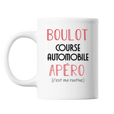 Mug Course Automobile C'est ma Routine Blanc - Planetee