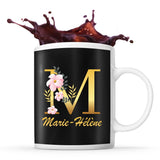 Mug noir Marie-Hélène Lettre Fleur - Planetee
