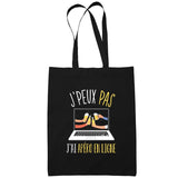 Sac Tote Bag Apéro En Ligne Je peux pas Noir - Planetee