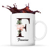 Mug Blanc Francine Lettre Fleur - Planetee