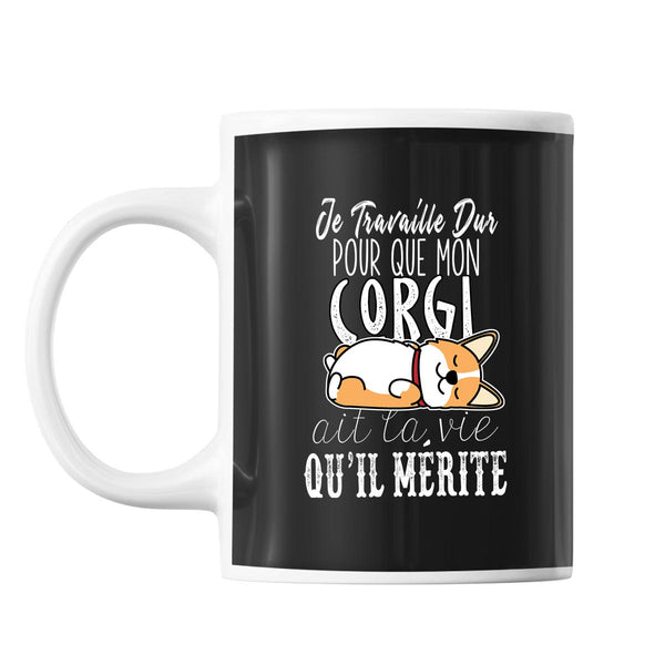 Mug Corgi Je travaille dur - Planetee