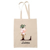 Tote Bag beige Laëtitia Lettre Fleur - Planetee