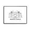 Affiche Monte Carlo | Poster Tableau dessin ville de France pour décoration murale qualité papier Premium A4 - Planetee