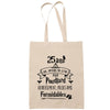 Sac Tote Bag 25 ans que j'attends ma lettre beige - Planetee