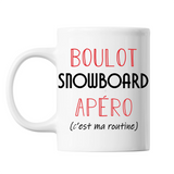 Mug Snowboard C'est ma Routine Blanc - Planetee