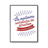 Affiche Secrétaire de direction Femme Métier Meilleure du Monde entier - Planetee