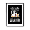 Affiche Corgi Je travaille dur - Planetee