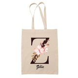 Tote Bag beige Zélie Lettre Fleur - Planetee