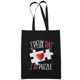 Sac Tote Bag Puzzle Je peux pas Noir - Planetee