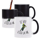 Mug magique Vtt c'est la vie Cycliste | Tasse changement de couleur - Planetee