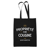 Tote Bag Noir Cousine ne plaisante pas - Planetee