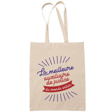 Sac Tote Bag Auxiliaire de justice Femme Meilleure du Monde beige - Planetee